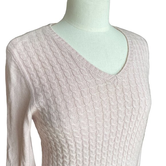 Lands End 100% Cashmere Cable Knit Sweater Pink Quiet Luxury Preppy Old Money-S - Picture 2 of 7